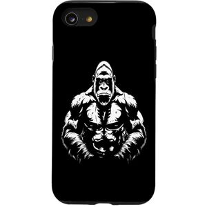 Coque pour iPhone SE (2020) / 7 / 8 Silhouette de gorille à dos argenté Buff Alpha - Publicité