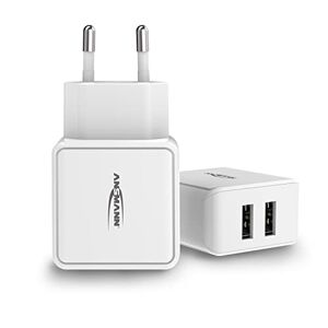 Ansmann Chargeur USB HC212 pour smartphone, tablette, écouteurs, etc. (1 pce) – Adaptateur secteur avec contrôle de charge Smart IC – Chargeur téléphone à double ports USB-A 2,4A – Blanc - Publicité