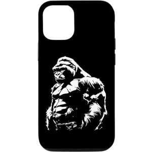 Coque pour iPhone 13 Silhouette de gorille à dos argenté Buff Alpha - Publicité