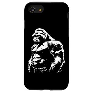 Coque pour iPhone SE (2020) / 7 / 8 Silhouette de gorille à dos argenté Buff Alpha - Publicité
