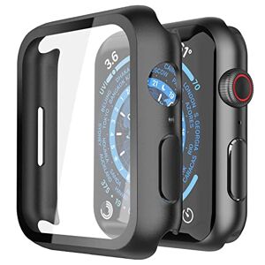 Recata 2 Pièces Noir PC Coque Compatible avec Apple Watch Serie 8 Serie 7 41mm avec Protection ecran en Verre Trempé, HD Clair Ultra Mince Anti-Choc Protection iWatch - Publicité