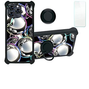 ART Coque pour Yezz Art 3 Pro Coque Compatible avec Yezz Art 3 Pro Coques pour téléphones [protecteur d’écran en verre trempé][PC + TPU 2 en 1][support d’anneau] [Lumière réfléchie colorée] IMDH-SZQ - Publicité