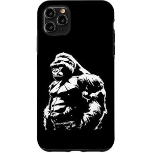 Coque pour iPhone 11 Pro Max Silhouette de gorille à dos argenté Buff Alpha - Publicité