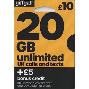 02 Giffgaff  3 G4G – Triple SIM Card Plus 5 £ de crédit avec adaptateur – illimité des appels, textes et de données – pour iPhone 44S55 C5S66S6 + iPad 12345 Air25 Galaxy - Publicité