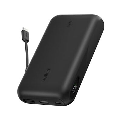 Belkin UltraCharge Batterie Externe 20K avec Câble USB-C Et Écran Noir Chargeur Portable 20K, Jusqu'à 3 Appareils (1 x USB-C + Câble Intégré, 1 x USB-A), 45 W, Chargeur Préchargé, Écran - Publicité Belkin UltraCharge Batterie Externe 20K avec Câble USB-C Et Écran Noir Chargeur Portable 20K, Jusqu'à 3 Appareils (1 x USB-C + Câble Intégré, 1 x USB-A), 45 W, Chargeur Préchargé, Écran - Publicité
