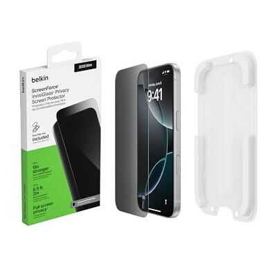 Belkin ScreenForce InvisiGlass Privacy Protection d'écran pour iPhone Air, Vitre Protection Écran, Protection Antirayure, Support Easy Align Inclus, Pose Sans Bulle D'Air, Dureté 9H, Verre Recyclé - Publicité Belkin ScreenForce InvisiGlass Privacy Protection d'écran pour iPhone Air, Vitre Protection Écran, Protection Antirayure, Support Easy Align Inclus, Pose Sans Bulle D'Air, Dureté 9H, Verre Recyclé - Publicité