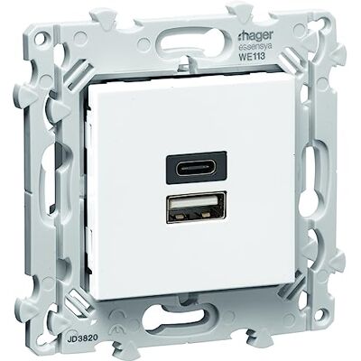 Hager chargeur usb type usb a+c pure essensya we113 - Publicité Hager chargeur usb type usb a+c pure essensya we113 - Publicité