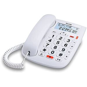 Alcatel TMax20 Téléphone Filaire Larges Touches pour Les séniors, Ecran rétro-éclairé, Fonction Mains Libres, 1 mémoire directe, Répertoire de 10 entrées, Volume du combiné réglable Blanc - Publicité