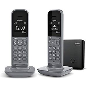 Siemens CL390A Duo Téléphone Fixe sans Fil au design Moderne avec Répondeur Intégré Aux combinés, Grand écran Rétro-Éclairé, fonctions Mains Libres et Blocage D'appels 2 combinés Gris Anthracite - Publicité