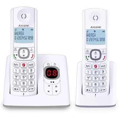 Alcatel F530 Voice Duo Téléphone Fixe Sans Fil DECT Avec Répondeur Grand Écran Rétroéclairé Mains Libres Fonction Blocage Des Appels 2 Touches De Mémoires Directes 2 Combinés Blanc/Gris - Publicité Alcatel F530 Voice Duo Téléphone Fixe Sans Fil DECT Avec Répondeur Grand Écran Rétroéclairé Mains Libres Fonction Blocage Des Appels 2 Touches De Mémoires Directes 2 Combinés Blanc/Gris - Publicité