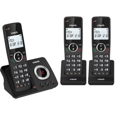 VTech DECT Ans Fil à 3 combinés, répondeur, Blocage d'appel, rétroéclairé, conférence, 18 Heures d'autonomie, amplificateur de Volume, Haut-Parleur Mains Libres, numérotation abrégée ES2052 - Publicité VTech DECT Ans Fil à 3 combinés, répondeur, Blocage d'appel, rétroéclairé, conférence, 18 Heures d'autonomie, amplificateur de Volume, Haut-Parleur Mains Libres, numérotation abrégée ES2052 - Publicité