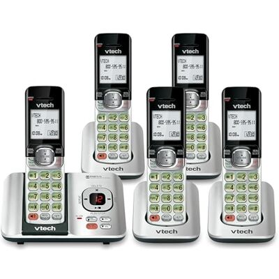 VTech CS6529-5 5-Handset DECT 6.0 Cordless Phone with Answering System, Caller ID/Call Waiting, Wall-Mountable, LCD Screen, Handset Speakerphone (Silver/Black) - Publicité VTech CS6529-5 5-Handset DECT 6.0 Cordless Phone with Answering System, Caller ID/Call Waiting, Wall-Mountable, LCD Screen, Handset Speakerphone (Silver/Black) - Publicité
