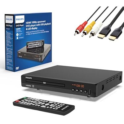Philips Lecteurs DVD pour TV avec Port HDMI 1080p Lecteur DVD HD Toutes régions pour Smart TV Entrée USB Télécommande Mini Lecteur DVD CD pour système stéréo Domestique Câble HDMI et RCA - Publicité Philips Lecteurs DVD pour TV avec Port HDMI 1080p Lecteur DVD HD Toutes régions pour Smart TV Entrée USB Télécommande Mini Lecteur DVD CD pour système stéréo Domestique Câble HDMI et RCA - Publicité