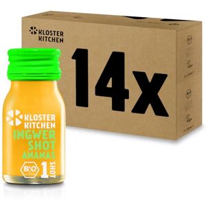 Kloster Kitchen Lot de 14 shots de gingembre bio à l'ananas 14 x 30 ml Avec de vrais morceaux de gingembre Vegan dans une bouteille en verre à emporter Doux et épicé Sans additifs - Publicité Kloster Kitchen Lot de 14 shots de gingembre bio à l'ananas 14 x 30 ml Avec de vrais morceaux de gingembre Vegan dans une bouteille en verre à emporter Doux et épicé Sans additifs - Publicité