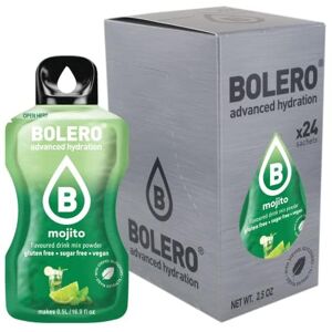 Bolero MOJITO 24x3g Jus en poudre sans sucre, édulcoré à la stévia + vitamine C pour enfants et sportifs sans gluten, végétalien - Publicité Bolero MOJITO 24x3g Jus en poudre sans sucre, édulcoré à la stévia + vitamine C pour enfants et sportifs sans gluten, végétalien - Publicité