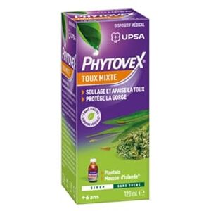 UPSA Phytovex Sirop Toux Mixte Sans Sucre 120ml - Sirop contre la toux - Publicité UPSA Phytovex Sirop Toux Mixte Sans Sucre 120ml - Sirop contre la toux - Publicité