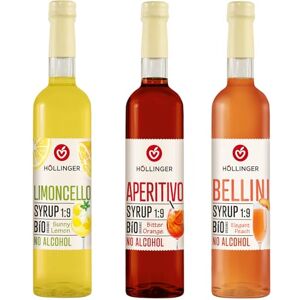 Höllinger Sirops Viva Italia Cocktail Bio Sans Alcool, Pack de 3 Saveurs (Limoncello, Aperitivo, Bellini), 3x500ml, Concentré 1:9 - Publicité Höllinger Sirops Viva Italia Cocktail Bio Sans Alcool, Pack de 3 Saveurs (Limoncello, Aperitivo, Bellini), 3x500ml, Concentré 1:9 - Publicité