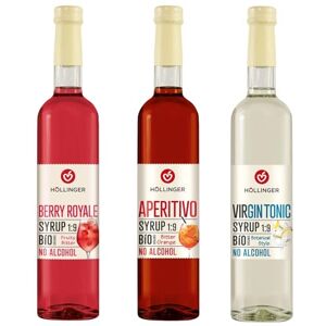 Höllinger Sirop Bio Sans Alcool, Pack de 3 Saveurs (Berry Royale, Aperitivo, Virgin Tonic), 1:9, 3x500ml - Publicité Höllinger Sirop Bio Sans Alcool, Pack de 3 Saveurs (Berry Royale, Aperitivo, Virgin Tonic), 1:9, 3x500ml - Publicité