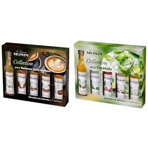 Monin Assortiment de Coffret pour Café et Desserts et Coffret pour Cocktails lot de 2 coffrets 5x5cl - Publicité Monin Assortiment de Coffret pour Café et Desserts et Coffret pour Cocktails lot de 2 coffrets 5x5cl - Publicité