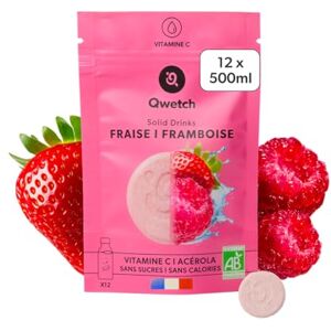 QWETCH Solid Drinks Bio Gout Fraise Framboise Pastille Hydratation Pour Boisson Sans Sucre et Hydratation, Boisson Hydratante Vegan Bio, Pastille Pour Aromatiser l'Eau, Vitamine C, 12 Pastilles - Publicité QWETCH Solid Drinks Bio Gout Fraise Framboise Pastille Hydratation Pour Boisson Sans Sucre et Hydratation, Boisson Hydratante Vegan Bio, Pastille Pour Aromatiser l'Eau, Vitamine C, 12 Pastilles - Publicité