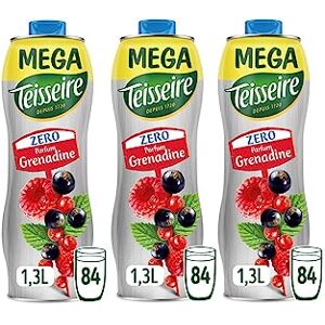 Teisseire Pack de sirops grenadine MEGA zéro 3x1,3L - Publicité Teisseire Pack de sirops grenadine MEGA zéro 3x1,3L - Publicité