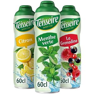Teisseire Lot de 3 sirops (Menthe, Citron, Grenadine) pour Boisson Rafraîchissante, Cocktails, Bidon Recyclable 3x60cl - Publicité Teisseire Lot de 3 sirops (Menthe, Citron, Grenadine) pour Boisson Rafraîchissante, Cocktails, Bidon Recyclable 3x60cl - Publicité