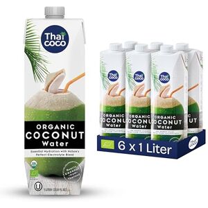 Thai Coco 100% eau de coco bio – Rafraîchissement naturel de Thaïlande – Certifiée biologique, sans sucre, sans ajout de conservateurs, 6 x 1 L Tetra Pak – Goût frais de noix de coco biologiques - Publicité Thai Coco 100% eau de coco bio – Rafraîchissement naturel de Thaïlande – Certifiée biologique, sans sucre, sans ajout de conservateurs, 6 x 1 L Tetra Pak – Goût frais de noix de coco biologiques - Publicité