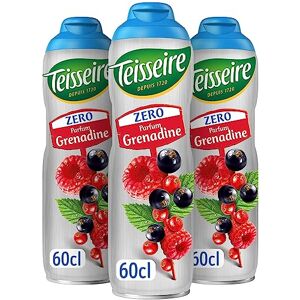 Teisseire Zéro Sucre, Sirop de Grenadine pour Boisson Rafraîchissante, Cocktails, Bidon 3x60cl - Publicité Teisseire Zéro Sucre, Sirop de Grenadine pour Boisson Rafraîchissante, Cocktails, Bidon 3x60cl - Publicité