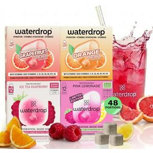 waterdrop MICRODRINK waterdrop® Microdrink Coffret de Limonade 48 Pastilles Boisson Hydratante, Thé Glacé Framboise, Orange, Pamplemousse & Limonade Rose, Eau Aromatisée Sans Sucre avec Vitamine C & B, Vegan - Publicité waterdrop MICRODRINK waterdrop® Microdrink Coffret de Limonade 48 Pastilles Boisson Hydratante, Thé Glacé Framboise, Orange, Pamplemousse & Limonade Rose, Eau Aromatisée Sans Sucre avec Vitamine C & B, Vegan - Publicité