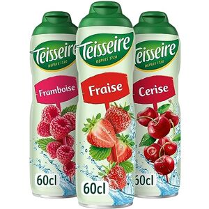 Teisseire Lot de 3 sirops (Fraise, Framboise, Cerise) pour Boisson Rafraîchissante, Cocktails, Bidon Recyclable 3x60cl - Publicité Teisseire Lot de 3 sirops (Fraise, Framboise, Cerise) pour Boisson Rafraîchissante, Cocktails, Bidon Recyclable 3x60cl - Publicité