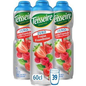Teisseire Zéro Sucre, Sirop de Fraise Framboise pour Boisson Rafraîchissante, Cocktails, Bidon 3x60cl - Publicité Teisseire Zéro Sucre, Sirop de Fraise Framboise pour Boisson Rafraîchissante, Cocktails, Bidon 3x60cl - Publicité