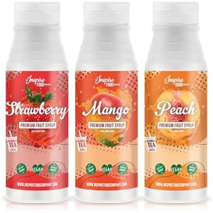 The Inspire Food Company INSPIRE FOOD Sirop de Bubble Tea 3-Pack Fraise, Mangue et Pêche Pur Jus de Fruits 300 ml - Publicité The Inspire Food Company INSPIRE FOOD Sirop de Bubble Tea 3-Pack Fraise, Mangue et Pêche Pur Jus de Fruits 300 ml - Publicité