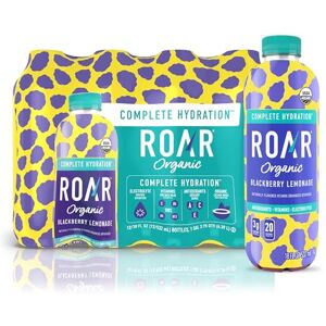 Roar Hydratation Complète Bio Boissons électrolytes avec vitamines C, B5, B12 Sans OGM, sans Gluten Mûre Citronnade 12 pc. Publicité Roar Hydratation Complète Bio Boissons électrolytes avec vitamines C, B5, B12 Sans OGM, sans Gluten Mûre Citronnade 12 pc. Publicité