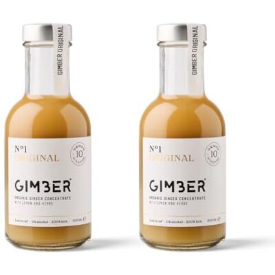 Gimber Concentré de gingembre 100% naturel et bio. La boisson au gingembre N°1 2x200 ml Original Concentré de gingembre bio, boisson au gingembre sans alcool au thym citronné, concentré vegan - Publicité Gimber Concentré de gingembre 100% naturel et bio. La boisson au gingembre N°1 2x200 ml Original Concentré de gingembre bio, boisson au gingembre sans alcool au thym citronné, concentré vegan - Publicité