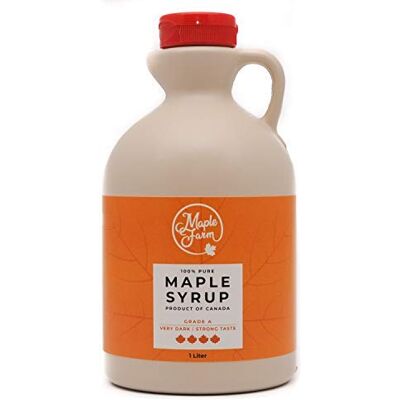 MapleFarm Pur Sirop d'érable Grade A (Very dark, Strong taste) 1 litre (1,32 Kg) Original maple syrup Pur Sirop d'erable - Publicité MapleFarm Pur Sirop d'érable Grade A (Very dark, Strong taste) 1 litre (1,32 Kg) Original maple syrup Pur Sirop d'erable - Publicité