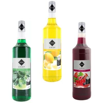 Wine And More Lot sirops incontournables Rioba Citron, Menthe, Grenadine 3x1L - Publicité Wine And More Lot sirops incontournables Rioba Citron, Menthe, Grenadine 3x1L - Publicité