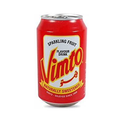 Vimto Fruit Flavour Boisson pétillante aromatisée aux fruits, mélange de cerises noires, de myrtilles et d'herbes 6 x 330 - Publicité Vimto Fruit Flavour Boisson pétillante aromatisée aux fruits, mélange de cerises noires, de myrtilles et d'herbes 6 x 330 - Publicité