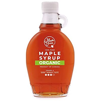 MapleFarm Sirop d'érable pur BIOLOGIQUE canadien Grade A (Goût foncé, robuste) 250 ml (Lot de 1) Sirop d'érable pur jus d'érable biologique - Publicité MapleFarm Sirop d'érable pur BIOLOGIQUE canadien Grade A (Goût foncé, robuste) 250 ml (Lot de 1) Sirop d'érable pur jus d'érable biologique - Publicité