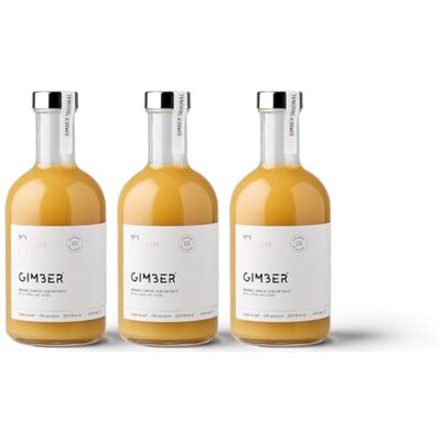 Gimber Concentré de gingembre 100% naturel et bio. La boisson au gingembre N°1 3x500 ml Original Concentré de gingembre bio, boisson au gingembre sans alcool au thym citronné, concentré vegan - Publicité Gimber Concentré de gingembre 100% naturel et bio. La boisson au gingembre N°1 3x500 ml Original Concentré de gingembre bio, boisson au gingembre sans alcool au thym citronné, concentré vegan - Publicité