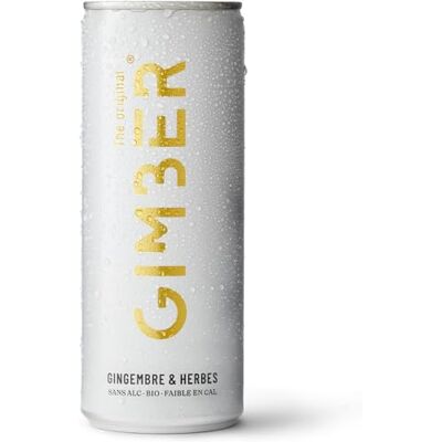 Gimber Boisson au gingembre gazeuse Original : canettes faible en calories Lot de 24 Boisson gazeuse au gigembre, citron et herbes. Boisson sans alcool, vegan et 100% naturelle - Publicité Gimber Boisson au gingembre gazeuse Original : canettes faible en calories Lot de 24 Boisson gazeuse au gigembre, citron et herbes. Boisson sans alcool, vegan et 100% naturelle - Publicité