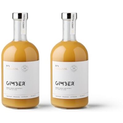 Gimber Concentré de gingembre 100% naturel et bio. La boisson au gingembre N°1 2x700 ml Original Concentré de gingembre bio, boisson au gingembre sans alcool au thym citronné, concentré vegan - Publicité Gimber Concentré de gingembre 100% naturel et bio. La boisson au gingembre N°1 2x700 ml Original Concentré de gingembre bio, boisson au gingembre sans alcool au thym citronné, concentré vegan - Publicité