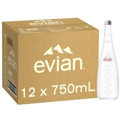 Evian Lot de 12 verres à eau minérale naturelle 750 ml - Publicité Evian Lot de 12 verres à eau minérale naturelle 750 ml - Publicité