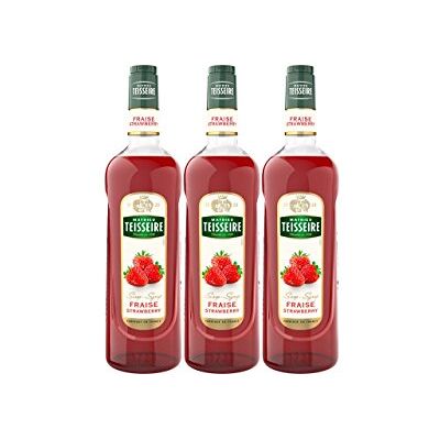 Mathieu Teisseire Sirop de Fraise , pour boissons, smoothies, milk-shakes, desserts, boissons gazeuses, cocktails avec ou sans alcool, bouteille de 1L Pack de 3 - Publicité Mathieu Teisseire Sirop de Fraise , pour boissons, smoothies, milk-shakes, desserts, boissons gazeuses, cocktails avec ou sans alcool, bouteille de 1L Pack de 3 - Publicité
