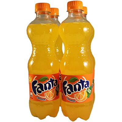 Fanta European Lot de 4 bouteilles de soda orange 500 ml - Publicité Fanta European Lot de 4 bouteilles de soda orange 500 ml - Publicité