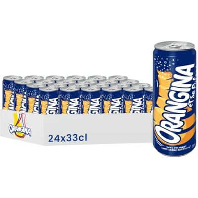 Orangina Boisson Gazeuse Saveur Orange, 33cl, Pack de 24 Canettes - Publicité Orangina Boisson Gazeuse Saveur Orange, 33cl, Pack de 24 Canettes - Publicité