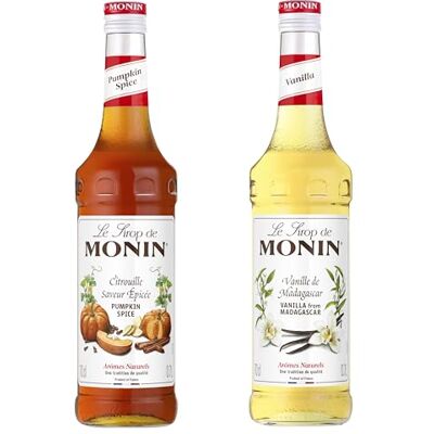 Monin Assortiment Citrouille Epicée et Vanille pour Latte, Café et Chocolats Chauds pour Halloween Arômes Naturels 2x70 cl - Publicité Monin Assortiment Citrouille Epicée et Vanille pour Latte, Café et Chocolats Chauds pour Halloween Arômes Naturels 2x70 cl - Publicité