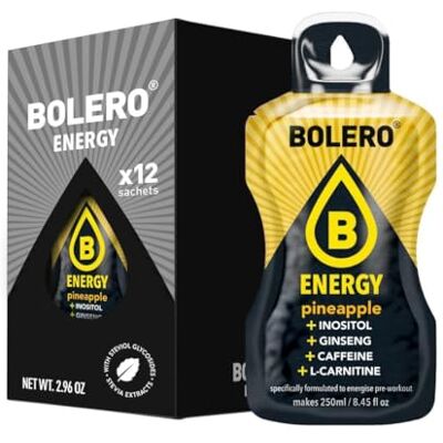 Bolero Energy 7 g x 12 sachets Boisson en poudre sans sucre Végan & sans gluten Pour un mode de vie actif (12x7g, Ananas) - Publicité Bolero Energy 7 g x 12 sachets Boisson en poudre sans sucre Végan & sans gluten Pour un mode de vie actif (12x7g, Ananas) - Publicité