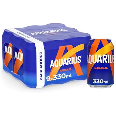 aquarius Orange 9x330ml (Pack 9 Canettes) - Publicité aquarius Orange 9x330ml (Pack 9 Canettes) - Publicité