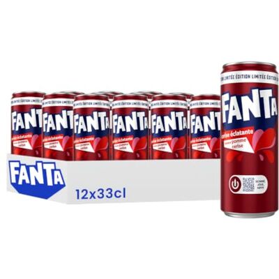 Fanta Edition Limitée, saveur Pomme Cerise, Pack de 12 canettes, 33cl - Publicité Fanta Edition Limitée, saveur Pomme Cerise, Pack de 12 canettes, 33cl - Publicité