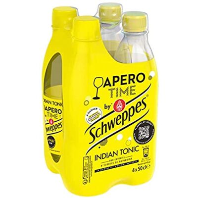 Schweppes Indian Tonic, Boisson Gazeuse aux Extraits d'Écorces et Quinquina, 4 x 50cl - Publicité Schweppes Indian Tonic, Boisson Gazeuse aux Extraits d'Écorces et Quinquina, 4 x 50cl - Publicité